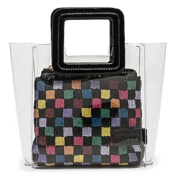 Staud Transparent Clear PVC Mini Shirley Multicolored Beaded Pouch Handbag Bag - Picture 2 of 14